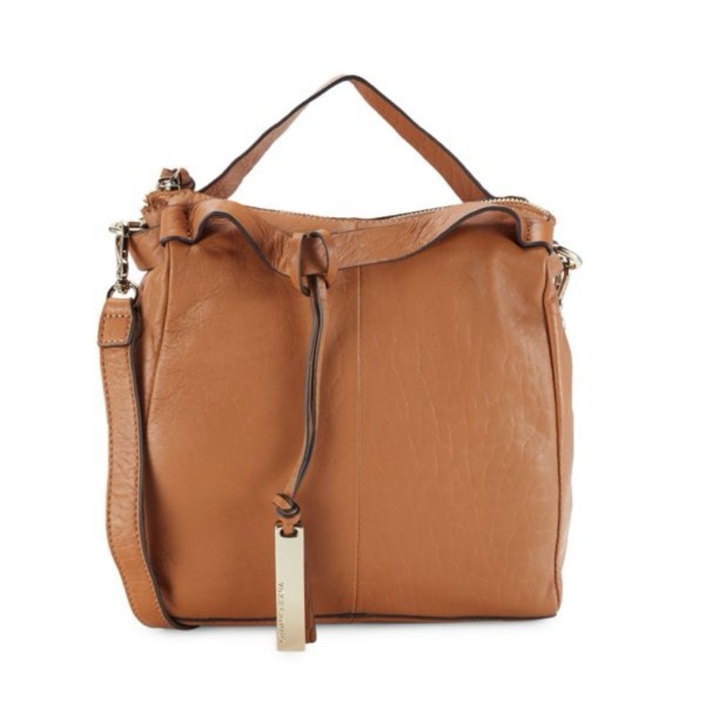 Like New - Vince Camuto Camel Small Leather Crossbody Bag